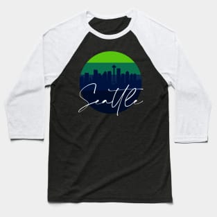 Seattle Skyline Football Colors Baseball T-Shirt